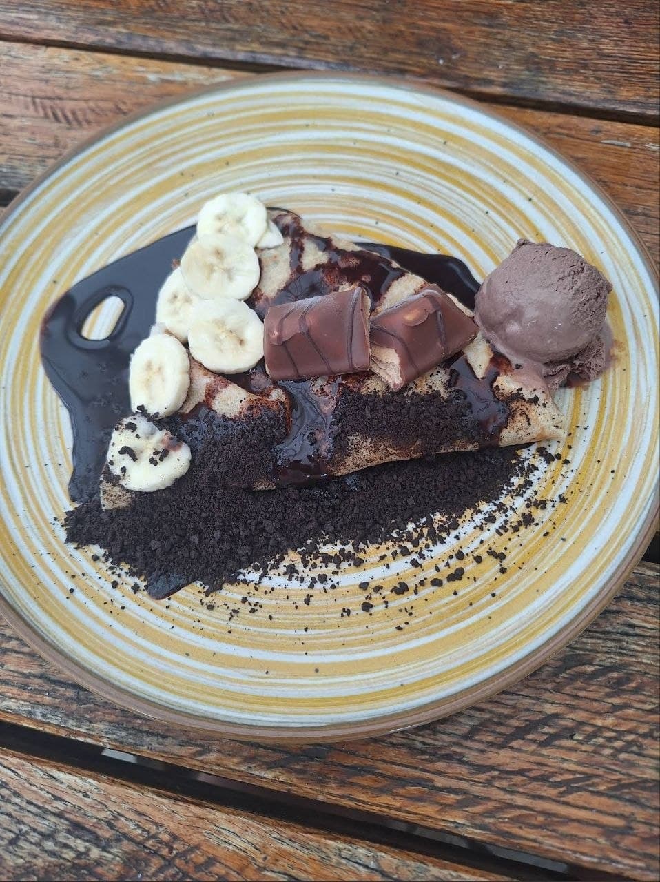 Chocolate pancake dessert at Deluxe Grill and Pancakes Bar